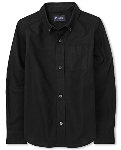 The Children's Place,boys,Long Sleeve Oxford Shirt,Black,Large