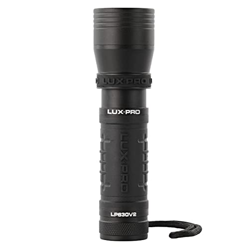 LUXPRO Focus 560 Lumen Handheld LED Flashlight - Features Patented TackGrip and Aircraft-Grade Aluminum - Pocket-Sized Camping Accessories with IPX4 Water-Resistant Rating - Batteries Included