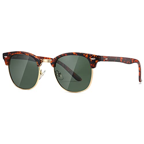 AEVOGUE Polarized Sunglasses For Women And Men Semi Rimless Frame Retro Sun Glasses AE0369 (Tortoise)