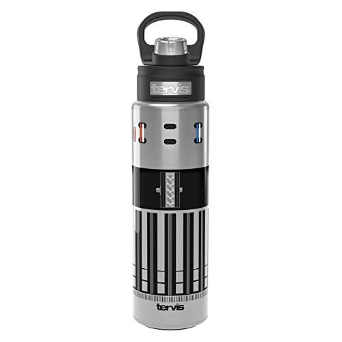 Tervis Star Wars Lightsaber Detail Triple Walled Insulated Tumbler Travel Cup Keeps Drinks Cold, 24oz Wide Mouth Bottle, Stainless Steel