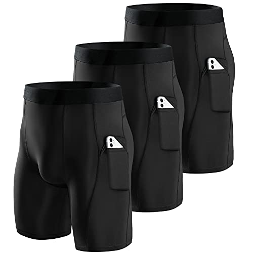 Niksa Compression Shorts Men 3 Pack, Compression Underwear for Men Athletic Shorts, Running Workout Fitness Shorts