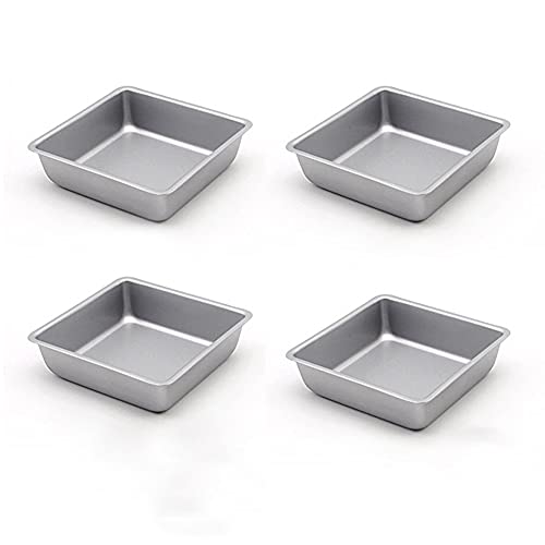 Astra Gourmet Flunyina 4 Inches Non-Stick Square Cake Pans Set of 4 Carbon Steel Cake Molds for Home Daily Housewarming Wedding Birthday Party Brownie Making