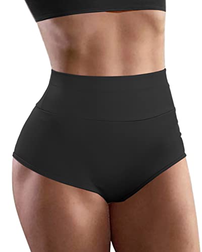 AIMILIA Women's High Waist Yoga Booty Shorts Workout Spandex Dance Hot Pants Butt Lifting Leggings Rave Outfits Black