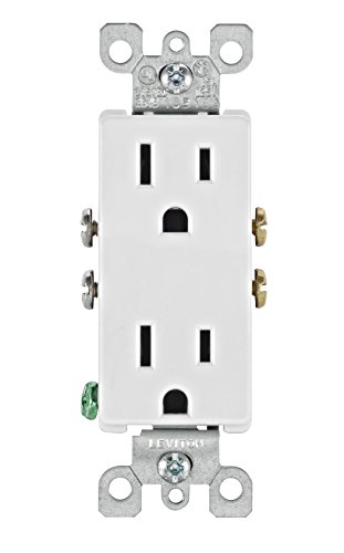 Leviton 5325-WMP 15 Amp, 125 Volt, Decora Duplex Receptacle, Residential Grade, Grounding, 10 Count(Pack of 1), White