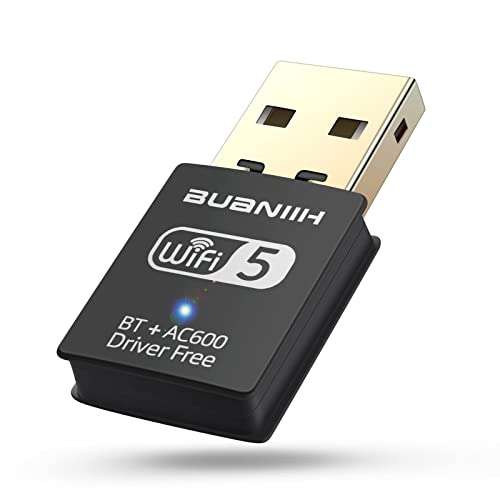WiFi Adapter for Desktop PC,WiFi USB,Bluetooth USB Adapter,Bluetooth WiFi 2in1,600Mbps 2.4/5.8Ghz Dual Band Wireless Network,Plug and Play, for PC/Laptop/Desktop,Support Win7/8/8.1/10/Win 11
