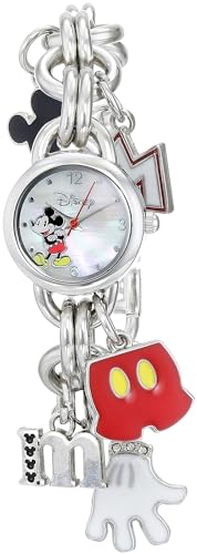 Disney Women's MK2066 Mickey Mouse Charm Watch with Mother of Pearl Dial