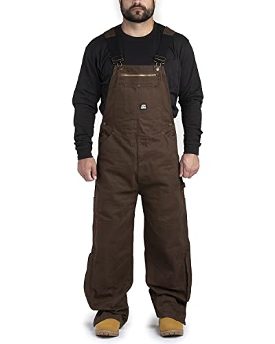 Berne Men's Acre Unlined Washed Duck Bib Overall, 34W X 32L, Bark