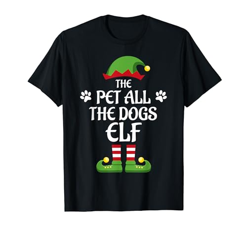 Pet All The Dogs Elf Family Matching Group Christmas T-Shirt