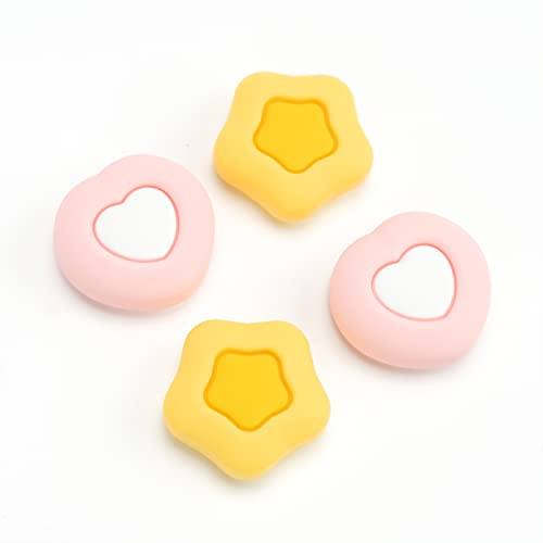 GeekShare Cute Silicone Joycon Thumb Grip Caps, Joystick Cover Compatible with Nintendo Switch/OLED/Switch Lite,4PCS - Cream Heart