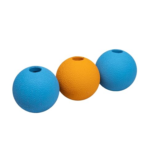 Amazon Basics Rubber Fetch Toy Dog Balls 2.5 Inch 3 Pack, Blue, Orange