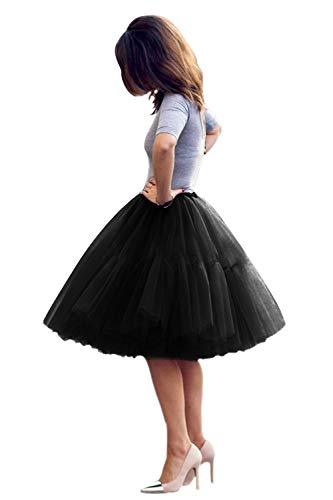 Women Black Tutu Dress for Women Long Tulle Skirt Puffy Petticoat Skirts Black