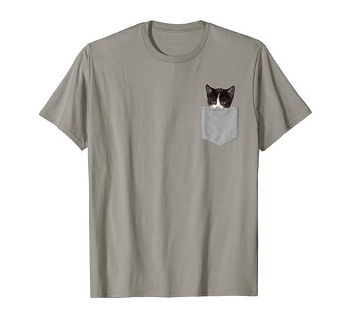 Cute Cat Peeking In Pocket T-Shirt Cat Lover TShirts
