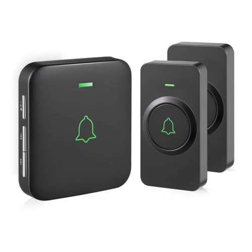 AVANTEK Wireless Door Bell, CB-21 Mini Waterproof Wireless Doorbell Operating at Over 1000 Feet, 2 Remote Buttons Can Have Different Tones, 52 Melodies, CD Quality Sound and LED Flash