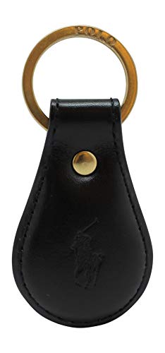 Polo Keychain Key Ring Fob Black Embossed Leather by Ralph Lauren