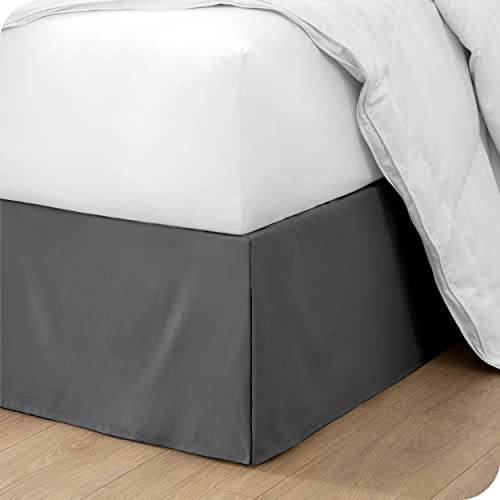 Bare Home Pleated Queen Bed Skirt - 15-Inch Tailored Drop Easy Fit - Bed Skirt for Queen Beds - Center & Corner Pleats (Queen, Grey)