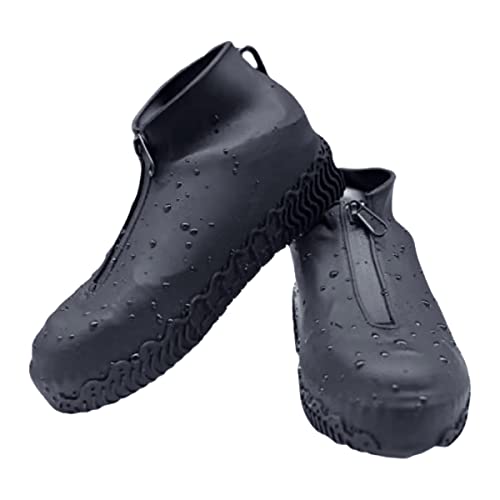 VBoo Shoe Covers, Thickened Soles Waterproof Silicone Shoe cover, Reusable Overshoes with Zipper, apply to Rainy and Snowy Outdoors Garden etc, Rain Boots for Men Women Kid