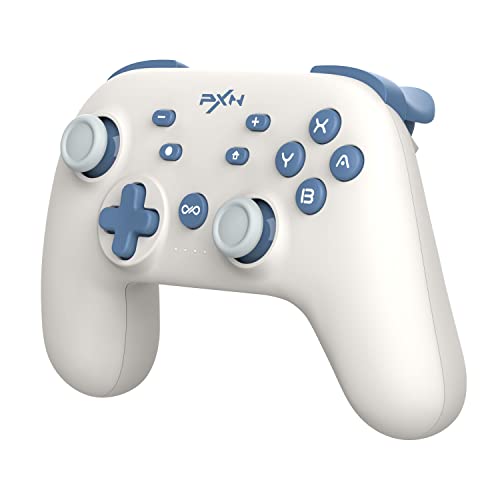 PXN P50L Wireless Switch Controller - Gaming Pro Controllers Support Adjustable Dual Vibration, Macros, Turbo, Gyro Axis, Screenshot Remote Gamepad Joystick for Switch/Line/OLED (White)