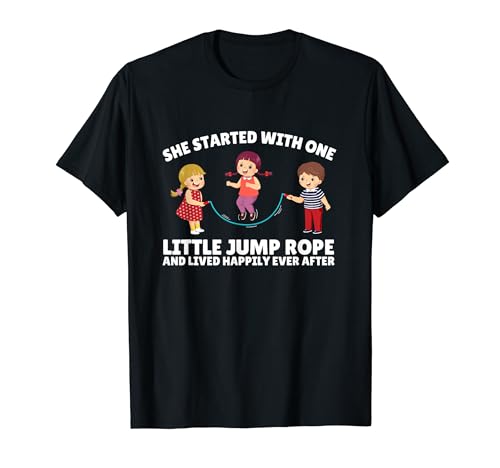 Cartoon Kids Play Jump Rope Happiness Design T-Shirt