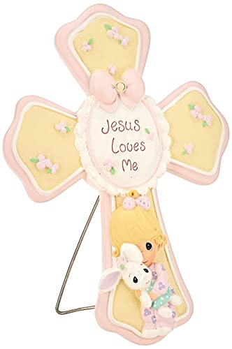 Precious Moments, Jesus Loves Me, Girl Resin Cross With Stand, 132402, 0.98' x 5.31'