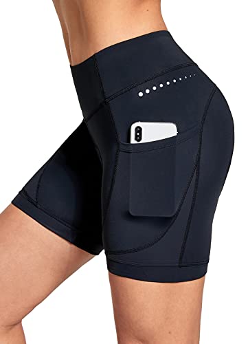 BALEAF Women's 4D Padded Bike Shorts Cycling Underwear with Padding Pockets Bicycle Pants Biking Tights Spin Gear Clothes Black L
