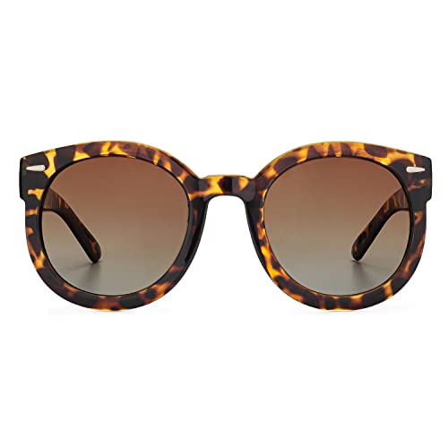 grinderPUNCH Oversized Sunglasses For Women Round Circle Oversized Mod Fashion Tortoise