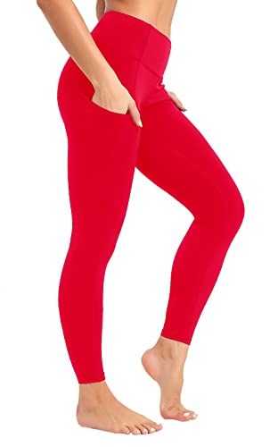 SP3LOPS Yoga Pants with Pockets for Women High Waisted Tummy Control Women's Buttery Soft Yoga Workout Leggings Running Pants Red