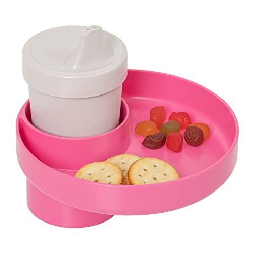 My Travel Tray/Round - USA Made. Easily Convert Your Current Cup Holder to a Tray and Cup Holder for use with Car Seats, Booster,Stroller and Anywhere You Have a Cup Holder! (Hot Pink)