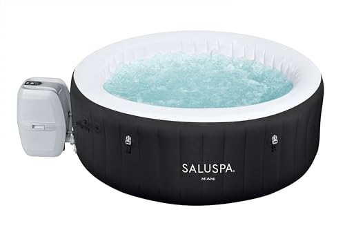 Bestway SaluSpa Miami AirJet Inflatable Hot Tub | Portable Spa with Rapid-Heating & Water-Filtration System | 120 AirJets Release Calming Bubbles | Fits Up to 4 People