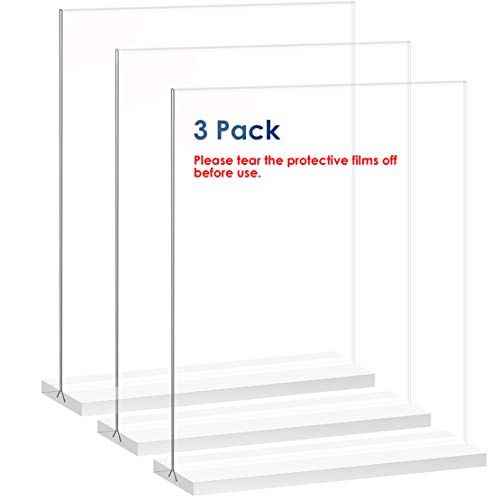 newnewshow 8.5x11 Acrylic Sign Holder 3 Pack Vertical Double-Sided Display (Optional 8.5x11 8.5x5.5 5x7 Horizontal and Vertical)…
