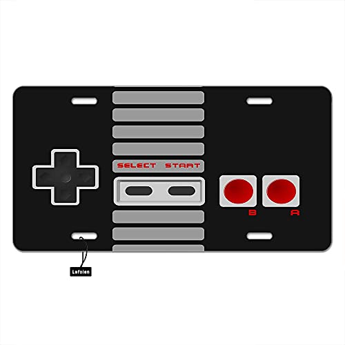Lefolen Front License Plate Covers Gamer Controller Pattern Black,Letters Select Start Red Button Entertainment Games Auto Car Tag Vanity Plates Aluminum Novelty Metal Plate for Men Woman 6' X 12'