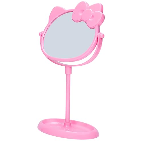 Ocomuan Kitty Desktop Makeup Mirror-Cute Pink Kitty Compact Mirror-Mirror with Makeup Storage Stand Suitable Bathroom or Bedroom for Kitty Birthday Party Favors Birthday for Girls Women