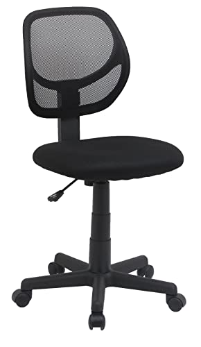 Amazon Basics Office Computer Task Desk Chair, Low-Back, Pneumatic Seat, Breathable Mesh, Adjustable, Swivel, BIFMA Certified, 21.25'D x 22.5'W x 38'H, 270 Pound Capacity, Black Nylon