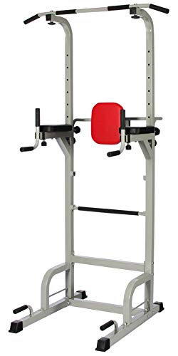Signature Fitness Everyday Essentials Power Tower with Push-up, Pull-up and Workout Dip Station for Home Gym Strength Training, Gray