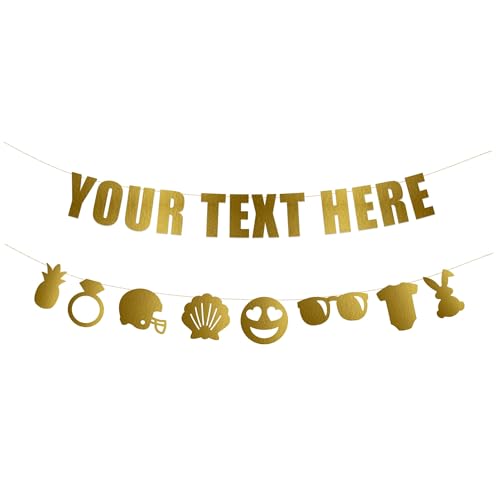 Your Text Here Banner - Funny Rude Customize Your Party Banner Signs | Custom Party Banner | Custom Text/Phrase Banner | Make Your Own Banner Sign | StringItBanners (Gold Metallic)