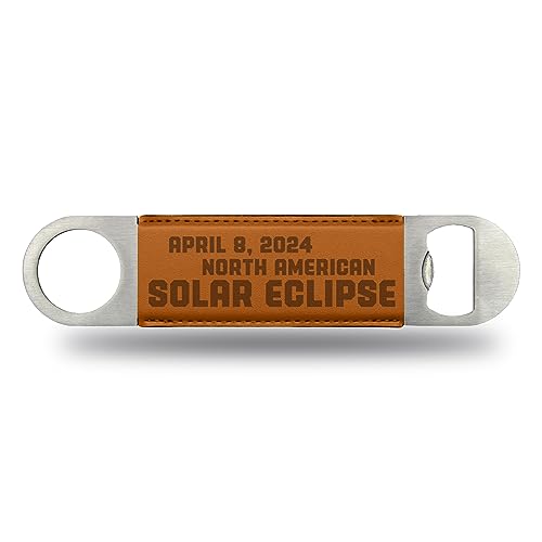 Rico Industries NA 2024 Solar Eclipse - Black Faux Leather Laser Engraved Bar Blade - Great Beverage Accessory for Game Day