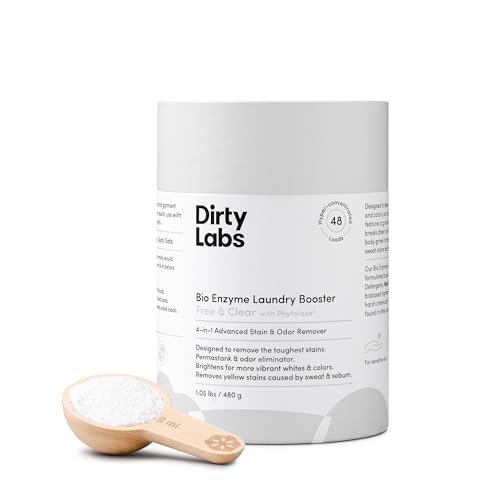 Dirty Labs | Scent Free | Bio Enzyme Laundry Booster | 48 Loads (1 lb) | Hyper Concentrated | High Efficiency & Standard Machine Washer | Nontoxic, Biodegradable | Stain & Odor Removal Enzyme Booster