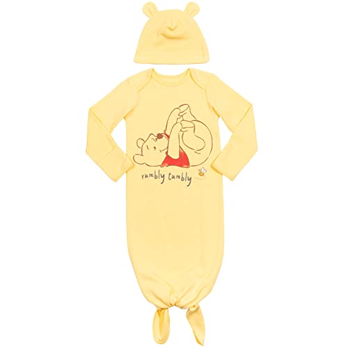 Disney Winnie The Pooh Newborn Baby Boys Sleeper Gown and Hat 0-6 Months