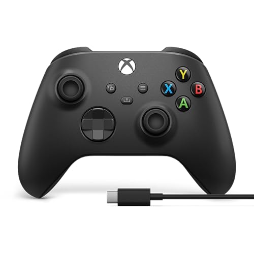 Xbox Core Wireless Gaming Controller + USB-C Cable – Carbon Black – Xbox Series X|S, Xbox One, Windows PC, Android, and iOS