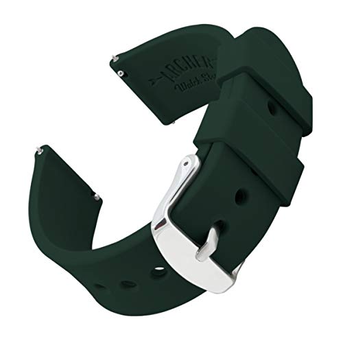 Archer Watch Straps - Silicone Quick Release Soft Rubber Replacement Watch Bands (British Racing Green, 22mm)