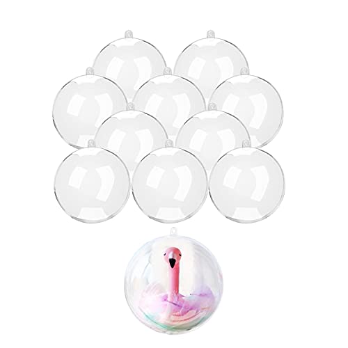 ZUOKEMY 10 Pcs 3.14 inch Filling Transparent Plastic Decorative Call DIY Craft Ball Transparent Ball Christmas, Birthday, Wedding, Party and Home Decoration Ornaments ((3.14'/80mm))