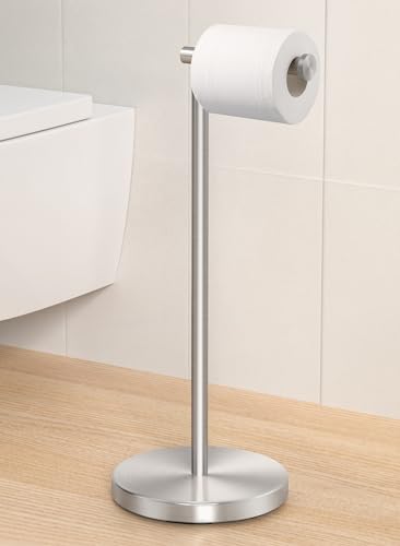 KES Toilet Paper Holder Stand SUS 304 Stainless Steel Rustproof Pedestal Lavatory Tissue Roll Holder Floor Stand Modern Brushed Finish, BPH283S1-2