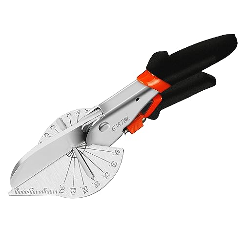 GARTOL Miter Shears, Multifunctional Trunking Shears for Angular Cutting of Moulding and Trim, Adjustable at 45 to 135 Degree, Hand Tools for Cutting Soft Wood, Plastic, PVC, No Replacement Blade