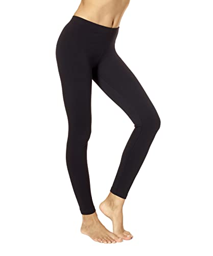 No nonsense Women's Leggings - Soft Cotton Feel, Comfortable & Perfect for Layering, Gentle Elastic Waistband - Black - X-Large