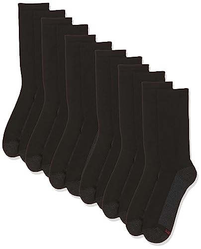 Hanes mens Hanes Men's Socks, 6-pair Pack Max Cushion Crew, Black/Grey Foot Bottom, 6 12 US