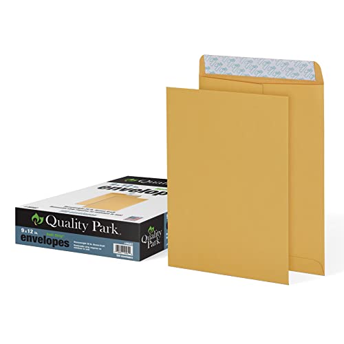 Quality Park 9' x 12' Self-Seal Catalog Envelopes, for Mailing, Organizing and Storage, Brown Kraft, Heavy 28-lb Paper, 100 Per Box (QUA44562)