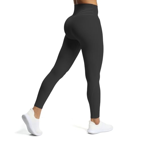 Aoxjox High Waisted Workout Leggings for Women Compression Tummy Control Trinity Buttery Soft Yoga Pants 26' (Black, Medium)