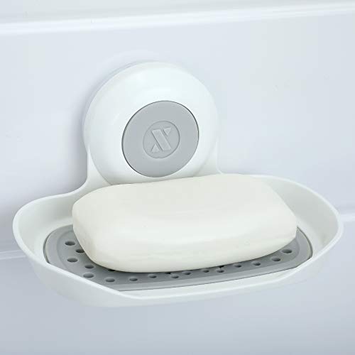 SlipX Solutions Patented Strong Hold Soap Saver, Suction Cup Soap Holder, Must Have Universal Kitchen & Bathroom Shower Accessories, White