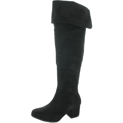 Chinese Laundry Women's KRAFTY Knee High Boot, Black Suede, 8.5 M US