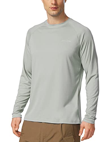 BALEAF Men's Rash Guard Shirts Fishing Long Sleeve UV Sun Protection SPF T-Shirts UPF 50+ Lightweight Beach Gray Size M