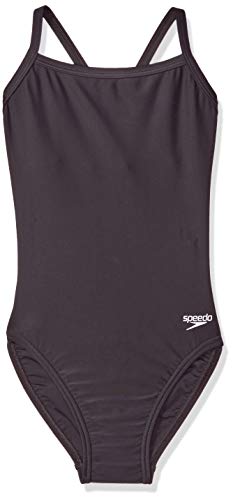 Speedo womens Powerflex Flyback Solid Adult Team Colors One Piece Swimsuit, New Black, 36 US